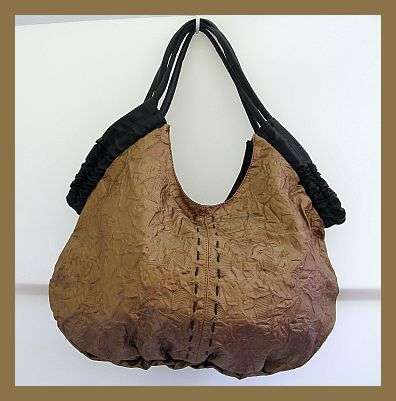 FUNKY GOLD & BROWN CRINKLE HANDBAG