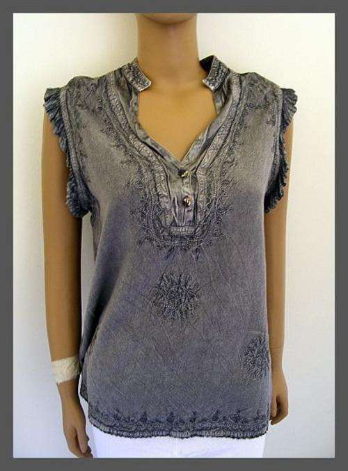SUPER SOFT GREY ACID WASH PIXIE SHIRT - IMPORTED FROM INDIA