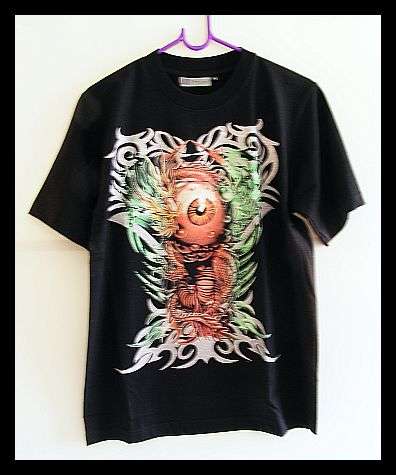 BLACK GLOW IN THE DARK SKULL T-SHIRT - SMALL