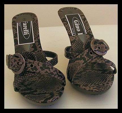 GREY FAUX SNAKESKIN SANDALS - SIZE: 6