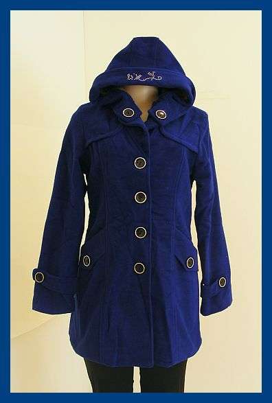 SIZE: LARGE - NAVY BLUE LINED WINTER HOODED JACKET