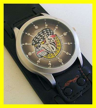 BLACK LEATHER BULLDOG WATCH