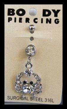 Crystal Dangle Belly Ring - CLEAR