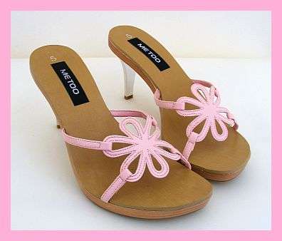 PALE PINK FLOWER CUT SANDALS FROM TRUWORTHS - SIZE: 5