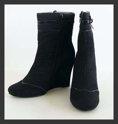 ++ SALE ++ SIZE: 6 - BLACK WEDGE HEEL ANKLE BOOTS FROM FASHION EXPRESS
