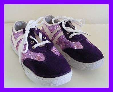 *R1* - SIZE: 4 - PURPLE GLITTER LACE UP TAKKIES