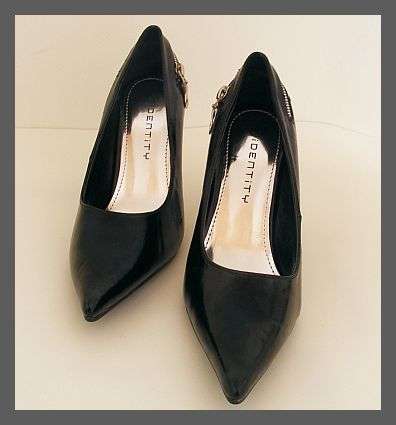 *R1* - SIZE: 5 - BLACK PATENT STILLETTOS WITH ZIP DETAIL FROM IDENTITY