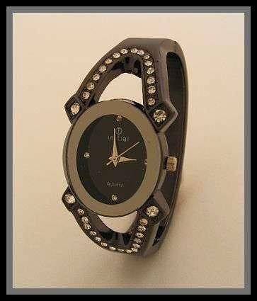 *R1* - STUNNING DIAMANTE AND GUNMETAL INITIAL WATCH