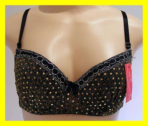 SIZE: 38B / SMALL C - SUPER SEXY BLACK & GOLD SEQUIN BRA
