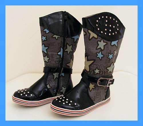 SIZE: Girls 11 - SUPER CUTE GIRLS BLACK RHINESTONE STUDDED BOOTS