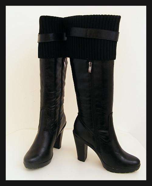 *R1* - SIZE: 5 - BLACK KNEE HIGH PLATFORM BOOTS FROM CASA ROSSI