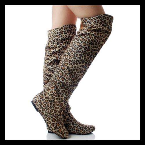 *R1* - SIZE: 8 - SOFT THIGH HIGH LEOPARD PRINT BOOTS - VERY SEXY