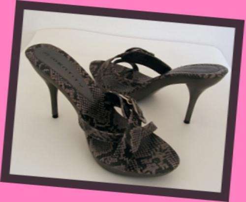 GREY FAUX SNAKESKIN SANDALS FROM IDENTITY - SIZE: 3