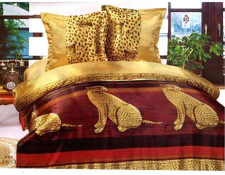 MATT SILKY 4 PIECE DUVET SET - GOLD & MAROON - DOUBLE SIZE