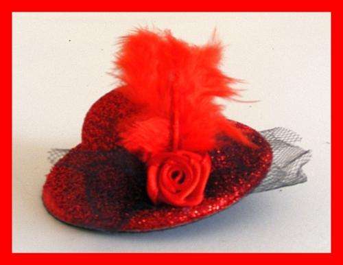 SUPER CHIC VERY SMALL MINI HAT WITH GLITTER DETAIL - RED