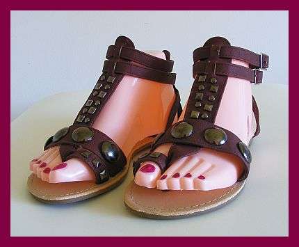 SIZE: 4 - BROWN STUDDED SANDALS