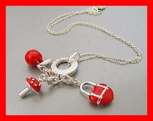 THOMAS SABO STYLE CHARM NECKLACE - HEART, MUSHROOM & APPLE