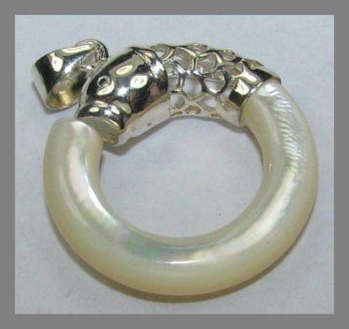 100% STERLING SILVER & MOTHER OF PEARL KOI FISH PENDANT