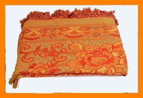 LARGER SOFT COTTON THROW / TABLECLOTH / BED COVER - ORANGE