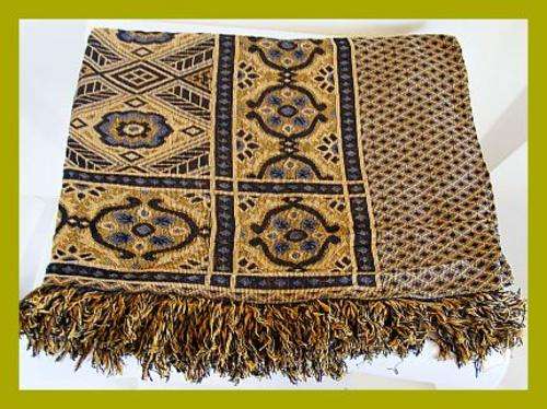 SOFT COTTON THROW / TABLECLOTH / BED COVER - YELLOW / BLACK