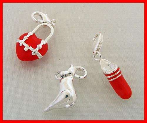 3 X "Thomas Sabo" STYLE CHARMS - SHOE, HANDBAG, BIRD