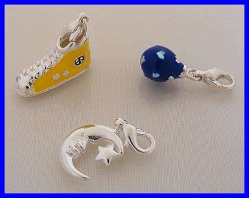 3 X "Thomas Sabo" STYLE CHARMS - EGG, SHOE, MOON