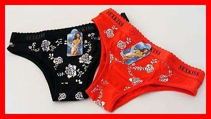 2X GORGEOUS SEXKISS PANTIES WITH SILVER ROSE PATTERN - SIZE SMALL