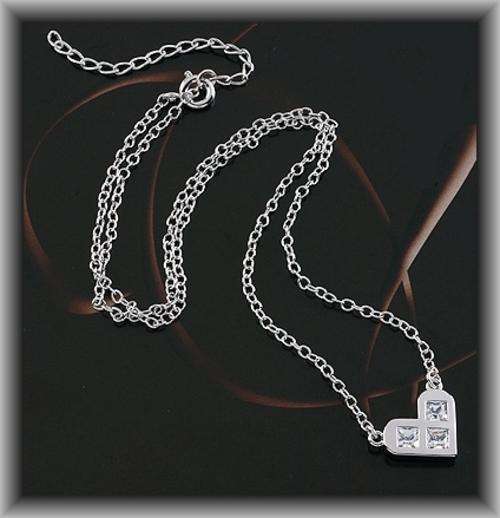 SILVER HEART CZ PENDANT & CHAIN