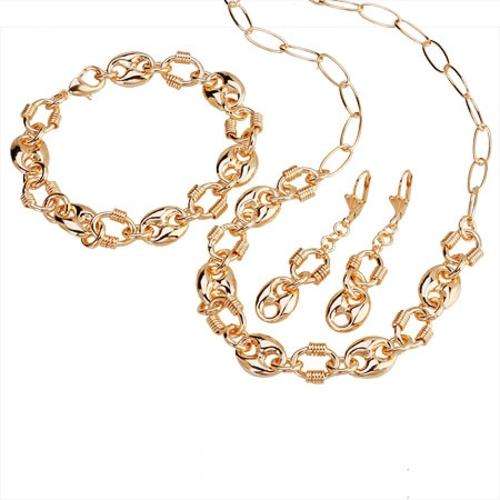 *R1* - BEAUTIFUL 18K GOLD EP SET - CHAIN, BRACELET & EARRINGS
