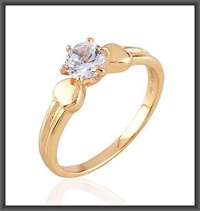 SIZE: 7 - ELEGANT SOLITARE CZ RING IN 18K GOLD EP