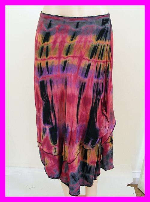 *Exclusive* - SOFT RAYON TIE DYE WRAP AROUND SKIRT - ONE SIZE FITS ALL