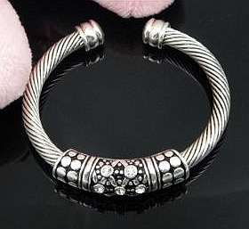 STUNNING TIBETAN SILVER CZ CUFF BRACELET