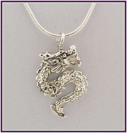 *FREE SHIPPING* STERLING SILVER DRAGON PENDANT & CHAIN