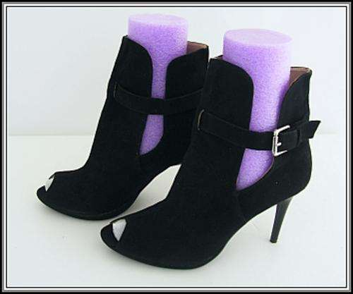 SIZE: 7 - BLACK SUEDE-TOUCH STILLETO HEEL