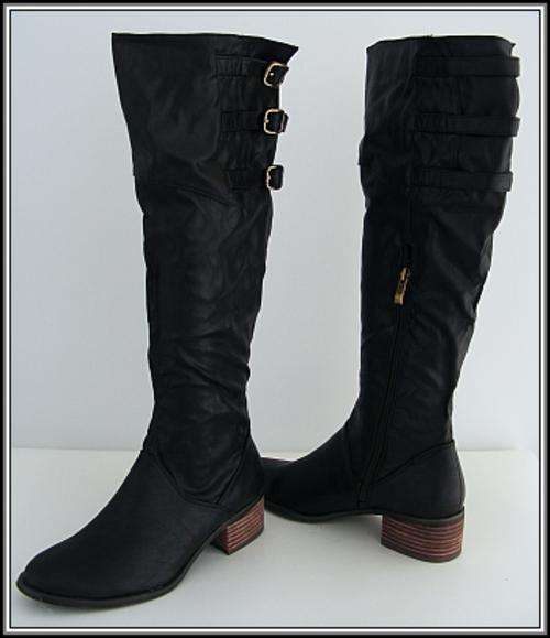 SIZE: 5 - DARK BROWN BOOTS WITH BUCKLES FROM PLAY GIRL
