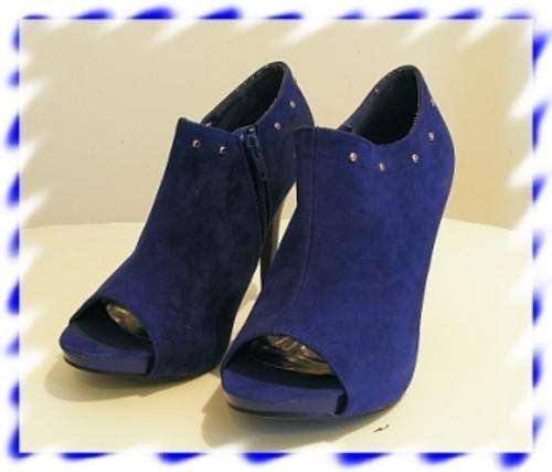 SIZE: 5 - BLUE SUEDE PEEPTOE SHOE BOOTS