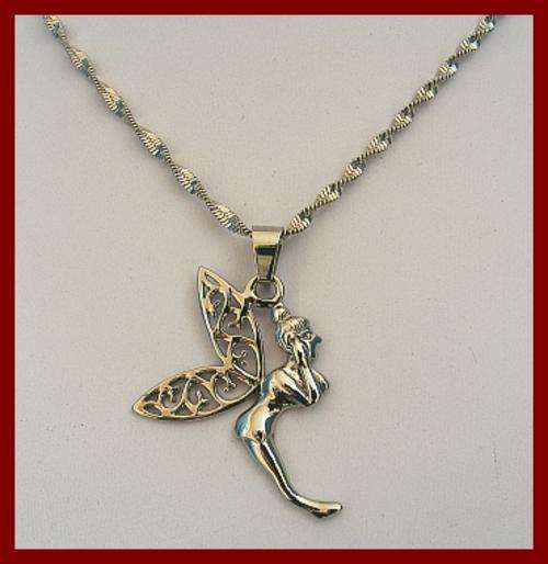 STAINLESS STEEL LARGE FAIRY PENDANT & CHAIN