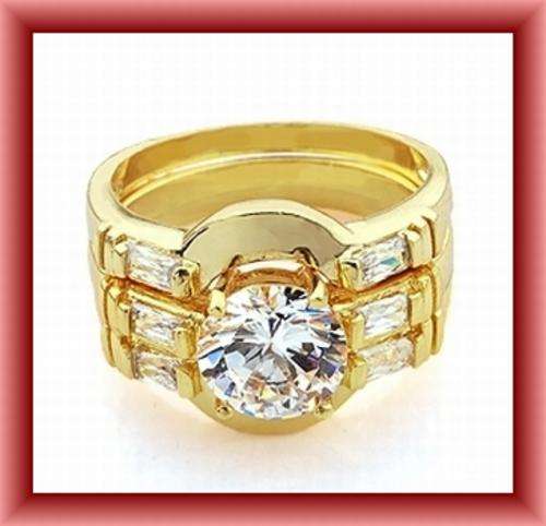 24K GOLD CLAD 3 PIECE WEDDING SET - SIZE 6