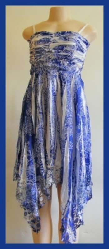 FLIRTY TIE-DYE SUNDRESS - BLUE / WHITE : LARGE