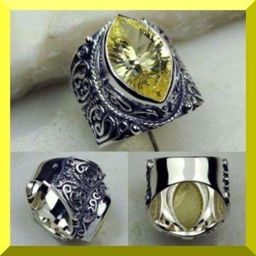 925 STERLING SILVER & LIGHT CITRINE RING - SIZE : 7.5
