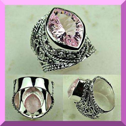 *R1* - 925 STERLING SILVER & PINK TOPAZ RING - SIZE : 9