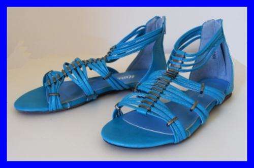 STUNNING BLUE STRAPPY SANDALS WITH SILVER DETAIL - SIZES: 5 / 6 / 7