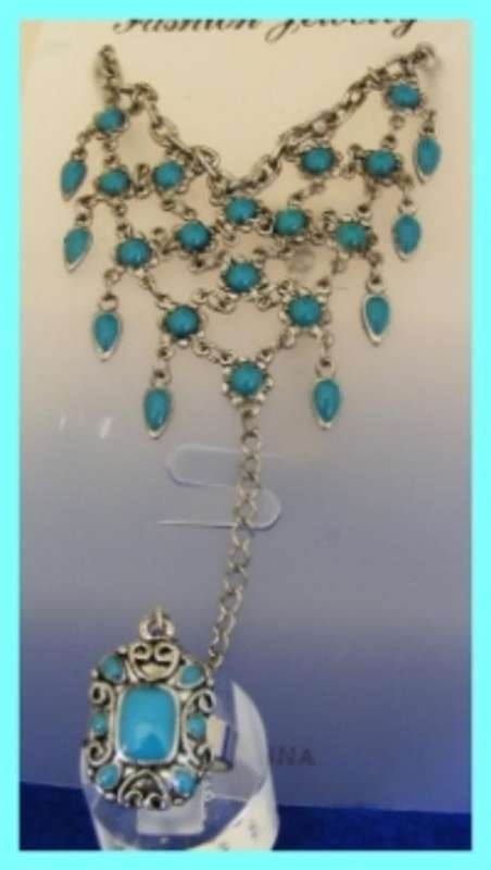 GORGEOUS TURQUOISE SLAVE BRACELET WITH RING
