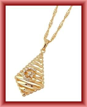 18K GOLD EP CZ PENDANT & CHAIN