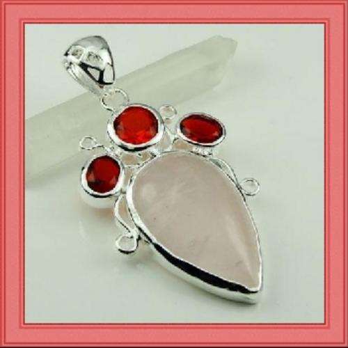 BOLD 925 SILVER NATURAL ROSE QUARTZ PENDANT