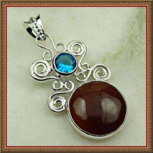 SILVER NATURAL AGATE PENDANT