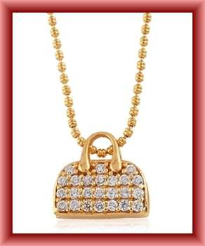 *Weekend Sale* - SUPER CUTE 18K GOLD EP CZ HANDBAG PENDANT & CHAIN
