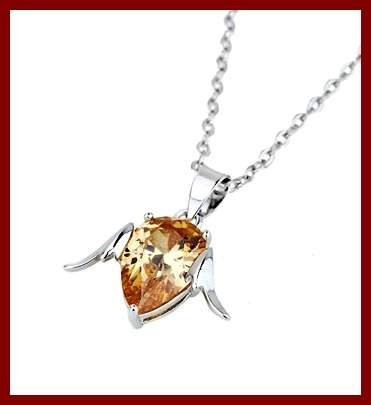 TOPAZ CZ WINGS PENDANT & CHAIN