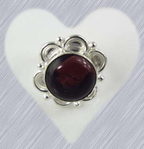 *R1* - NATURAL PLUM AMETHYST 925 SILVER RING - SIZE: 7
