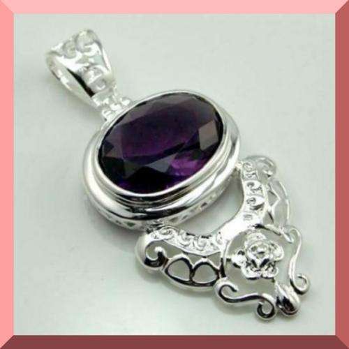 *~*STUNNING DARK AMETHYST 925 SILVER PENDANT*~*